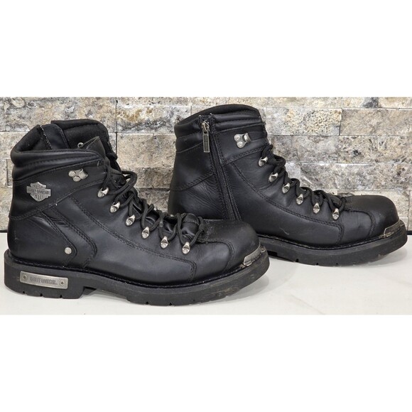 HARLEY DAVIDSON Electron Riding Boots Men\'s 12M Black Leather Motorcycle Biker
